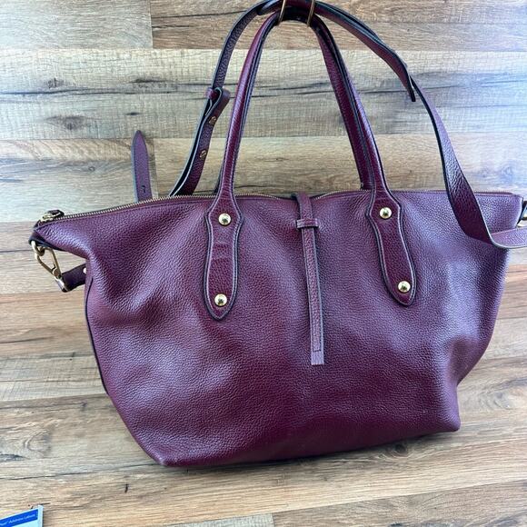 Annabel Ingall Isabella Purple Pebbled Leather Large Tote Satchel Bag - Picture 2 of 15